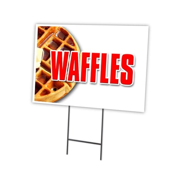 Waffles Yard Sign & Stake outdoor plastic coroplast window, C-1824-DS-Waffles